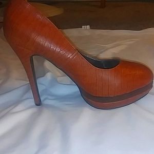 Brown platform heels